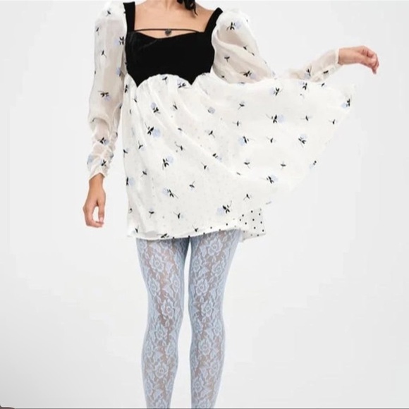 NWT For Love And Lemons Black and White Mini Dress “Snow White dress” - Picture 3 of 13